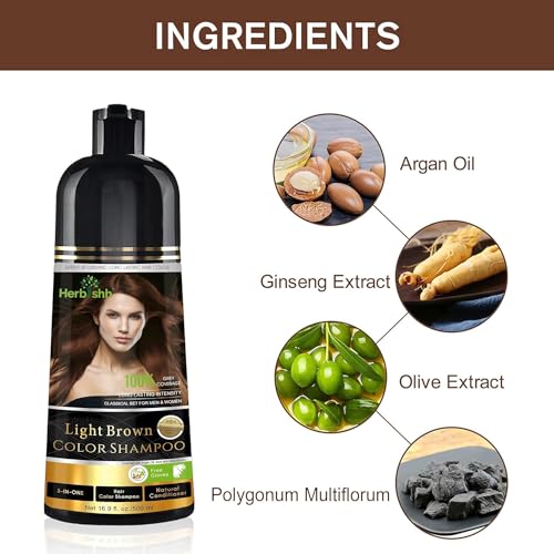 Herbishh Light Brown Shampoo Tinte 3 en 1 para Canas 500 ml miniatura 4
