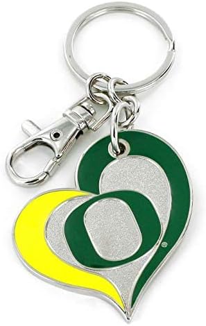 aminco University of Oregon Swirl Heart Keychain