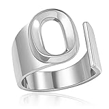 Sora Tuki O Initial Ring - Silver Letter Rings for Women - Adjustable Chunky Silver Rings - Bold Initial Jewelry