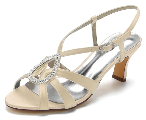 Sandales ouvertes pour femme ornées de strass et dotées d'une bride arrière ajustable