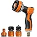 Produktbild VICKMALL Gartenbrause, Bewässerungsbrause mit 8 Sprühbilder, Garten Handbrause, Multifunktion Wasserspritze 8 Patterns Orange 50 Ft