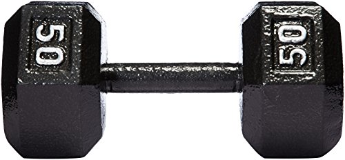 Image of AmazonBasics Cast Iron Hex Dumbbell Weight - 34 x 15 x 14 cm, 22.6 kg, Black