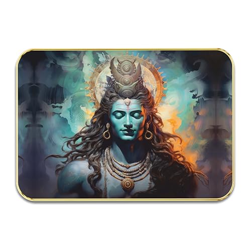 Image of SAF Lord Shiva Wall Art | Meditating Mahadev Painting on MDF Board | Spiritual Hindu God Wall Decor for Home, Living Room, Puja Room & Meditation Space (18 x 24 Inch) ETNF01-1020