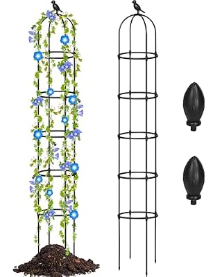 Sadnyy 2 Pack 7 ft Garden Trellis Obelisk for Rose Trellis Climbing Plants Outdoor Rustproof for Pots Tall Tower Plant Support Metal Garden Vines Flower Plants Support Outdoor Indoor (Black)