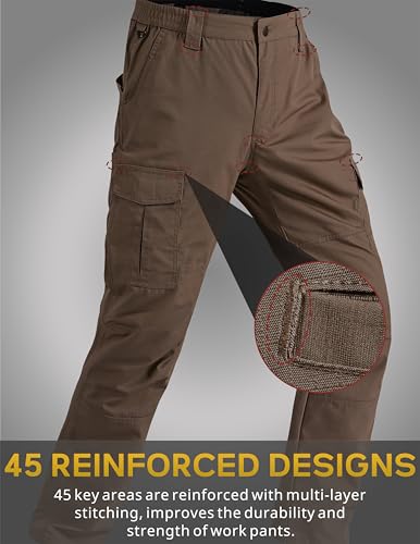 Image of CNBQDD Mens Work Pants Ripstop Waterproof Cargo Pants for Men with 7 Pockets Tactical Hiking Pants