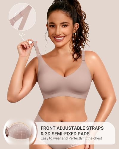 Image of HORISUN Comfortable Seamless Full Coverage Bra for Women Wireless Bras with Soft Support Regular and Plus Size