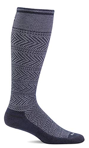 Sockwell Men's Chevron Twill Firm Graduated Compression Sock, Navy - M/L