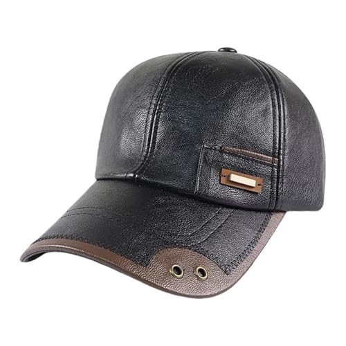 Casquette de baseball thermique en cuir et polaire anti-vent femme