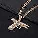 Rrdaily Punk Gold Gun Pendant Necklace for Women Men Hip Hop Rhinestone Pistol Clavicle Necklace Fashion Chain Link Choker Necklace Jewelry Accessories (Gold)