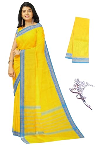 Image of Women's Chettinad Cotton Sarees | Handloom Saree with Blouse | Pure Cotton Sarees for Women Daily use and All Occasion Wear| Soft, Comfort Cotton Saree