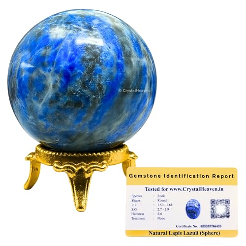 Image of Certified Lapis Lazuli Crystal Ball for Meditation - Premium Crystal Vastu Items for Home and Feng Shui Items for Good Luck - Ideal for Pooja Supplies and Spiritual Practices (2 inch Inch)