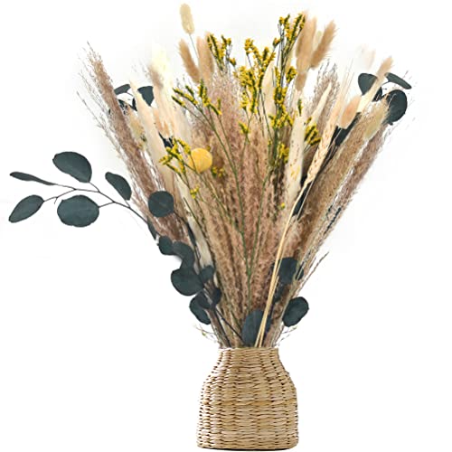 OctBird Pampasgras Getrocknet Trockenblumen Deko Natürlich Pampasgras Decor Klein Dried Flowers Getrocknete Pflanzen Zuhause Hochzeitsdeko Schlafzimmer Balkon Kitchen Home Decor Cover