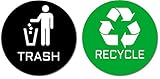 Recycle & Trash Premium Quality Stickers (1 Trash + 1 Recycle Sticker) for Use on Trash Cans & Recycle Bins; 4