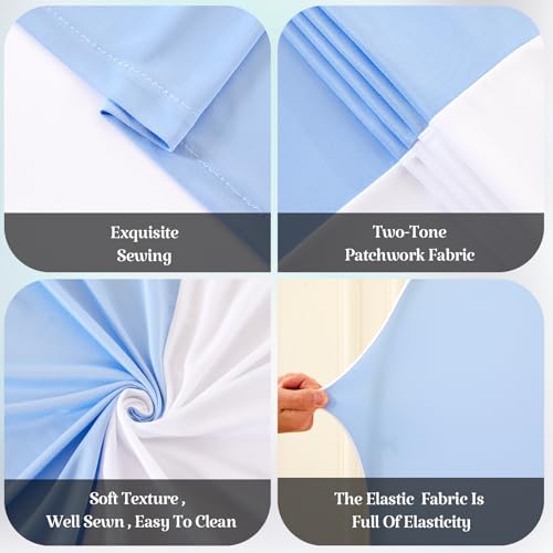 Image of 7.2FT 6FT Arch Backdrop Cover for Wedding, Set of 2 Stretchy Spandex Fitted Arch Stand Cover for Baby Shower, Birthday Party Decor, Chiara Backdrop Cover with Double-Sided Design(White, Blue)