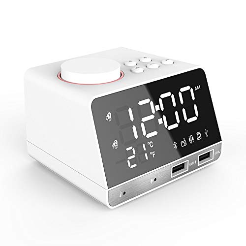 Reloj de la mesilla de alarma de radio Alarma K11 Bluetooth Reloj altavoz creativo de música digital de pantalla del reloj de radio con interfaz dual USB, tarjeta del disco de U / TF / FM / AUX, enchu