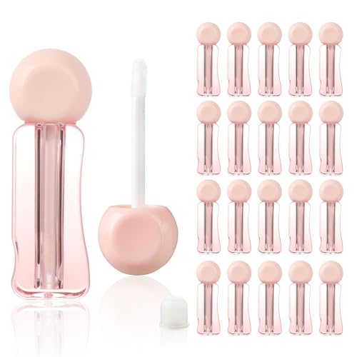 COSIDEA 20pcs Cute irregularly shaped 3ml 0.1oz Rose Empty lip gloss tubes with wand Pink Lipgloss tube containers for lip oil packing