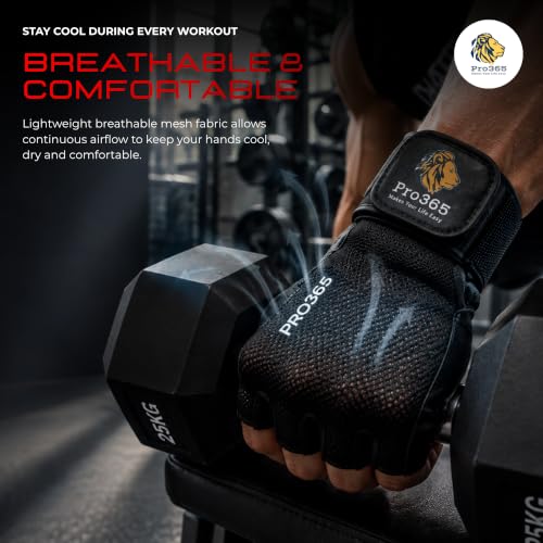 Image of PRO365 Weight Lifting Gloves for Men & Women | Gym Workout Gloves with Wrist Support | Anti-Slip, Breathable, Half Finger Fitness Gloves for Exercise, Crossfit, Bodybuilding & Cycling