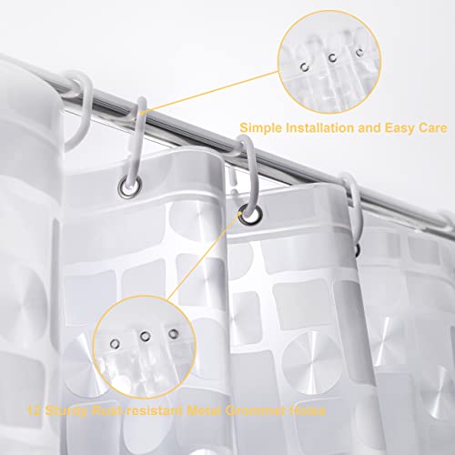 Image of NTBAY EVA Semi-Transparent Clear Shower Curtain with Geometric, Water-Repellent Liner with 3 Magnets for Bathroom, 72x72 Inches