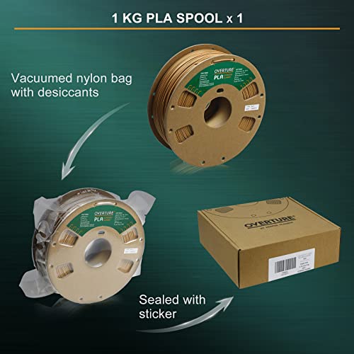 Overture Pla Filament 1.75Mm Pla 3D Printer Filament, 1Kg Cardboard Spool (2.2Lbs), Dimensional Accuracy +/- 0.03Mm, Fit Most Fdm Printer (Brown) #TOP5