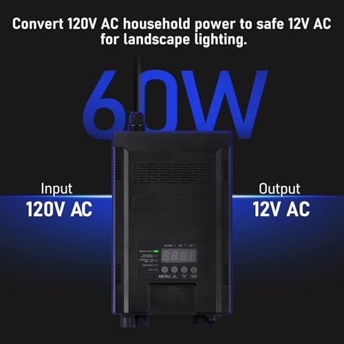 Image of LEONLITE 60W Outdoor Low Voltage Landscape Transformer, 120V AC to 12V AC