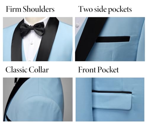 Mens 3 Pieces Suits Classic Fit 1 Botton Blazer Dress Business Wedding Jacket Vest Pants Tuxedo Set4