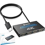 eSynic 4K@30HZ HDMI Splitter 1In 4Out Metal Shell Signal Transmission Stability 4 Way HDMI Splitter HDCP 1.4 Hdcp Bypass Splitter Supports Dolby& Other Audio Formats for Lap-top HDTV PS4 Blu-ray etc