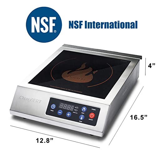 Changbert Induction Cooktop 240V 3200W Nsf Certified Commercial Grade Burner Pro Chef Professional Range High Power 18/10 Stainless Steel Housing Schott Glass #TOP3