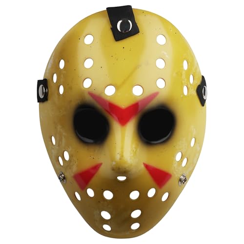 DR. ANISON Scary Hockey Masks Halloween Mask with Black Eyes for Adult Slasher Killer Costume Cosplay Masquerade Props