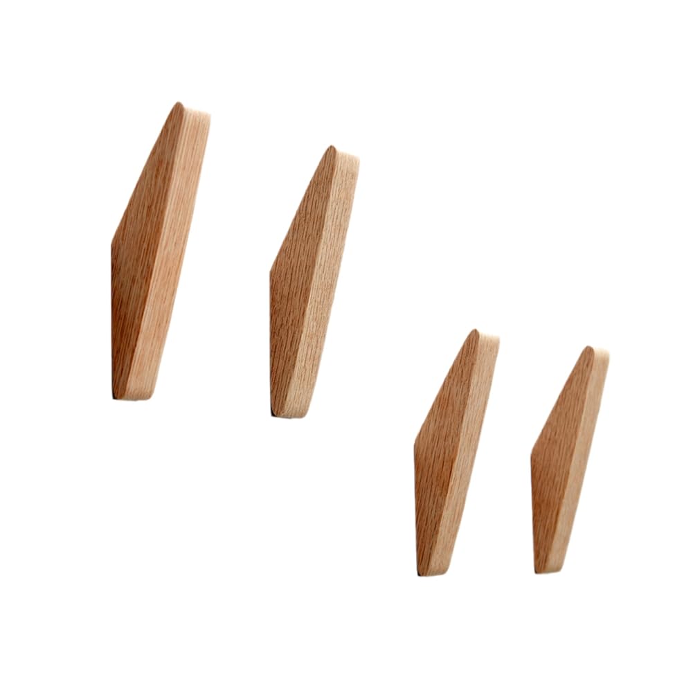 CTRLZS Bathroom Decor Hook Decorative Wood Wall Hooks 4pcs Key Hook Clothes Hat Scarf Handbag Hanger Hook Kitchen