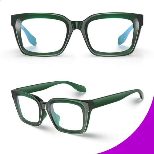 Image of VISOONE Chunky Square Anti Glare UV400 Blue Light Blocking Computer Glasses | 99% Digital Screen Filter Non-Prescription Clear Lens Thick Frame 32g Lightweight Eyewear Office for Men Women MONTANA
