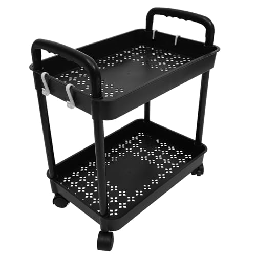 Carrello multifunzione con rotelle, a doppio strato, per cucina e bagno, versatile, in colori assortiti