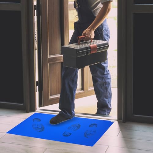Image of PATIKIL Sticky /Remove Dust Dirt from Shoes Equipment Wheels Adhesive Mat for Cleanroom Laboratory Construction Home Entrances Warehouse, 300 Sheets 36 inchL x 18 inchW, Blue