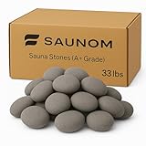 SAUNOM Sauna Rocks for Electric and Wood Burning Sauna Heaters — 33lbs A+ Grade...
