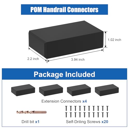 Accessoires main courante plate noire connecteur extension rigide