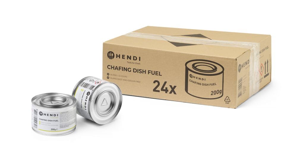 HENDI Pasta combustibile per chafing dish, senza fuliggine e inodore, combustione circa 3 ore, confezione da 24 lattine da 200 g