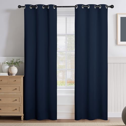 Image of PONY DANCE Door Curtains for Doorways Privacy - Home Decoration Window Covering for Closet /Hallway Light Block Noise Reducing for Living Room 42 x 80 inch, Navy Blue, 2 PCs