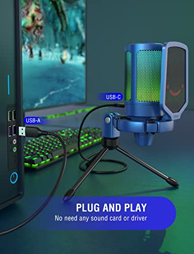 FIFINE Gaming Streaming USB PC Microphone for Mac OS/Windows, AmpliGame Condenser Cardioid Mic with RGB for Video Vocal Recording Twitch Discord,... - Image 5