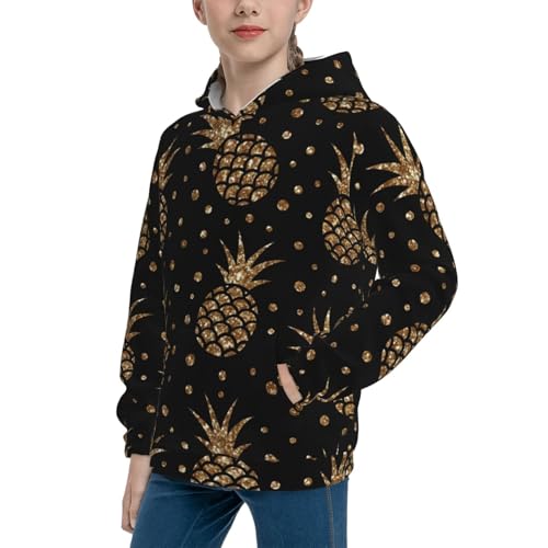 Gold Glitter Pineapples Kid Hoodies Boys Sweatshirts Girls Pullover with Pocket2