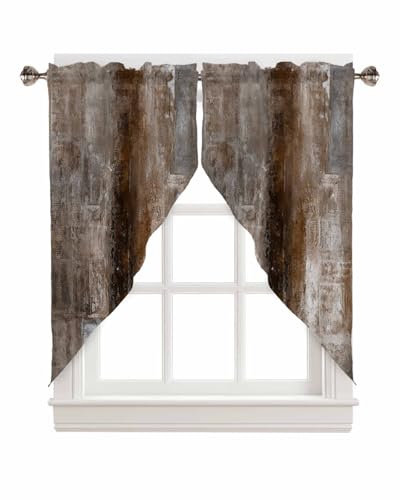 Rustic-Brown-Swag-Curtains-for-Living-RoomBedroom-Oil-Painting-Abstract-Geometric-Swag-Kitchen-Curtain-Valances-for-Windows-Brown-Grey-Tier-Topper-Scalloped-Curtain-2-Panels-72-W-x-45-L Rustic Brown Swag Curtains for Living RoomBedroom Oil Painting Abstract Geometric Swag Kitchen Curtain Valances for Windows Brown Grey Tier Topper Scalloped Curtain 2 Panels 72 W x 45 L
