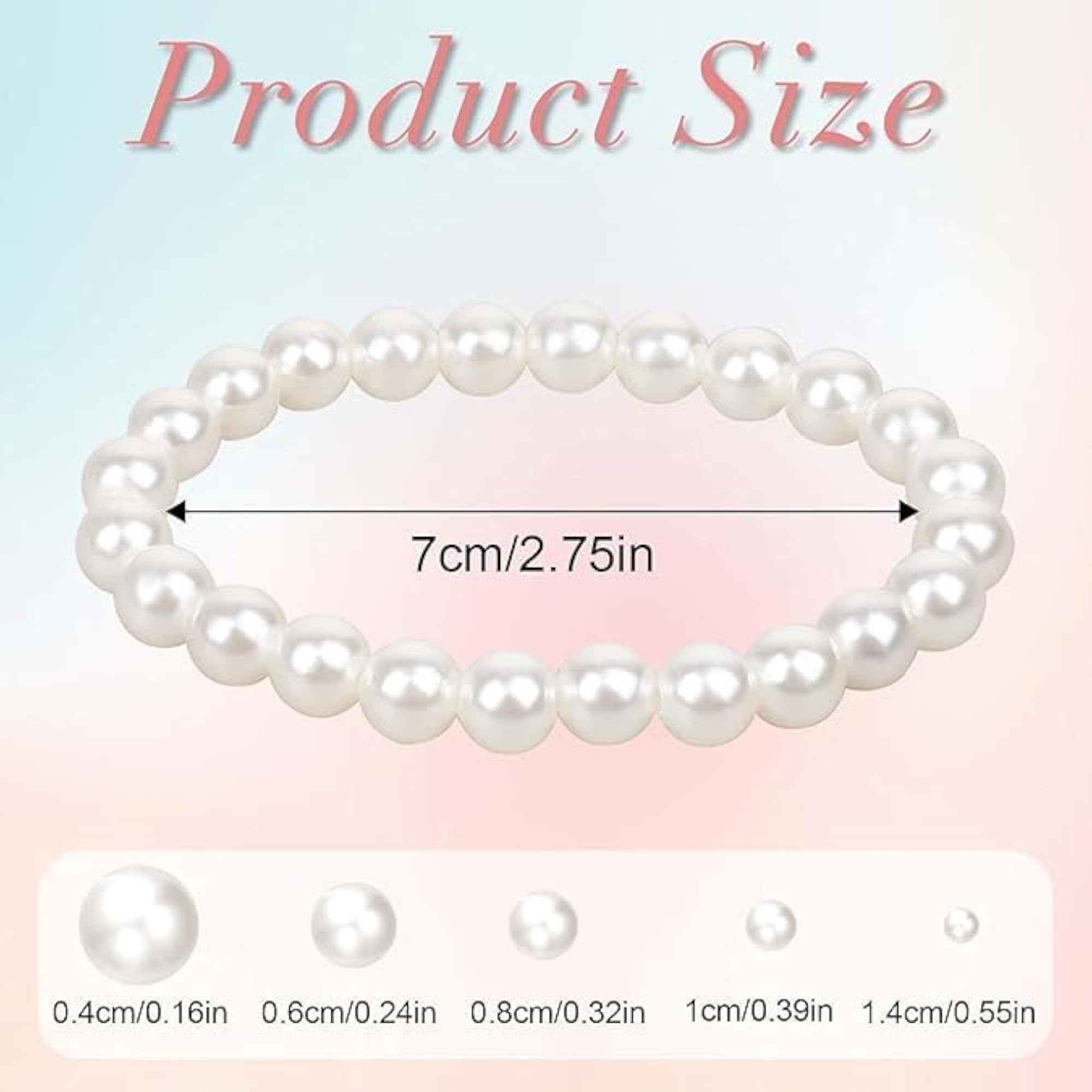 5pc Pearl Bracelets for Bridesmaid Wedding, Stackable