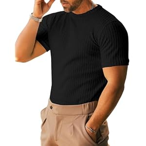 Men’s Ribbed Knit T-Shirts Sh...