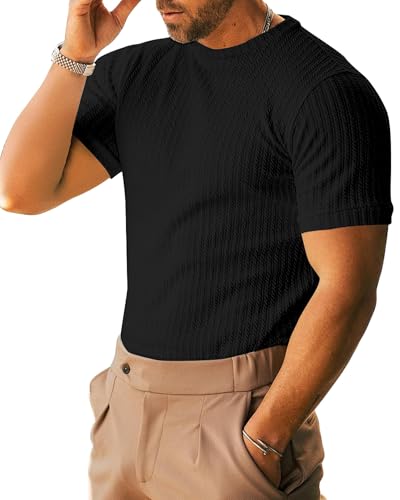 XINGCOOL Men's Ribbed Knit T-Shirts Short Sleeve...