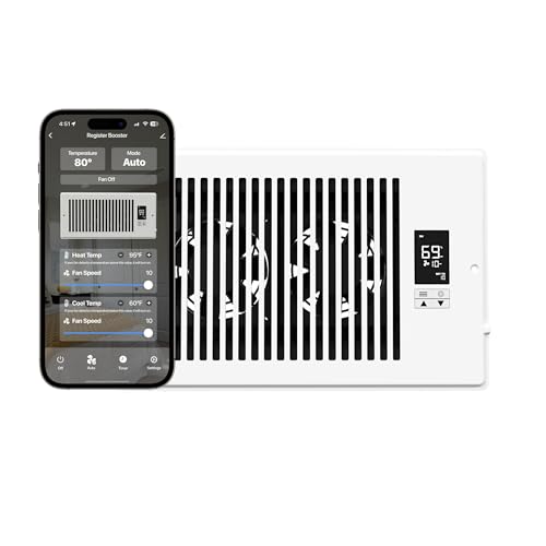 Quietcool Register Booster Fan for 6" x 10" Registers - Smart App Control - Quiet Vent Fan with Auto Thermostat - 10 Speeds