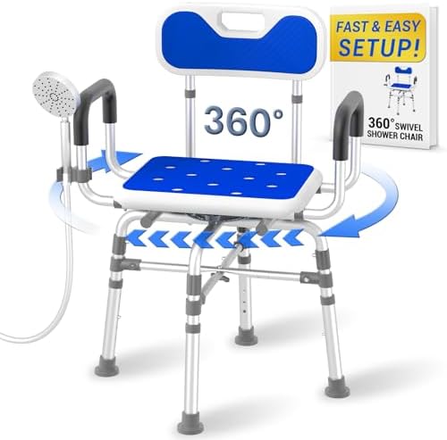 Amazon.com: Swivel Shower Chair with Arms and Back, 550 LBS Heavy Duty ...