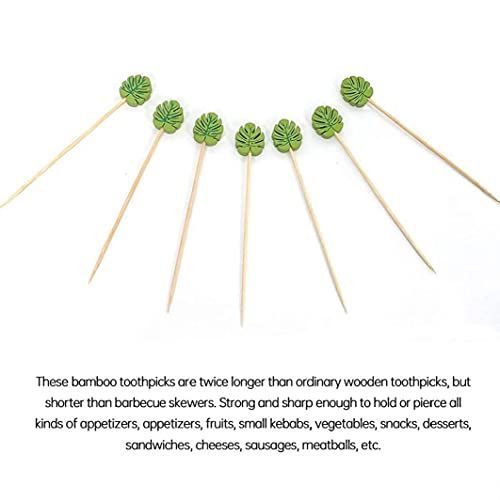 NIDONE Cocktail sticks Houten voorgerecht halen wegwerp groen blad tandenstoker voor feestbalk 100 stks - Afbeelding 7