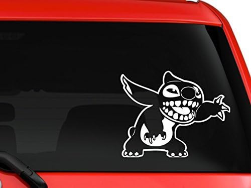 Stitch Stand Children Favorite Cartoon Animation Car Truck SUV Window Laptop Kids Room Kitchen Wall Die Cut Vinyl Decal Sticker ( White, 6")