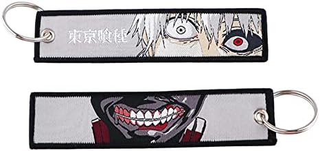 Mamarmot 2 Pack Anime Keychain Embroidered Key Jet Tag Backpack Tag Tail Car Key Ring Holder Key Fobs Keyring (Anime-2)