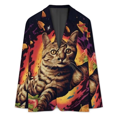 Cute Cat Men's Casual Blazers Slim Fit Sport Coats Blazer Two Buttons Suit Jacket for Work Party3