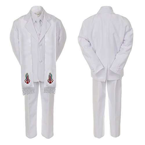 Image of Baby Boy Communion Formal Suit Gold Guadalupe Maria Virgin Mary on Stole SM-20