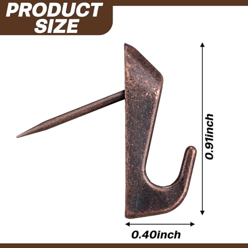 Image of Hotop 30 Pcs Push Pins Picture Hooks 20 Lbs Thumbtacks for Wall Hanger Picture Hanging Nails for Wall Decorative Thumb Tacks for Fabric Drywall Bulletin Cork Board Office Home(Red Bronze)